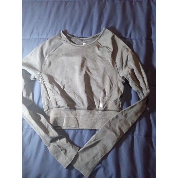 Logo Athletic Tops - Aura Athletica Black Logo Long Sleeve‎ Crew Neck Crop Top Sweatshirt Womens M/L